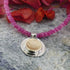 Two Tone Pink Jade Gemstone Beaded Necklace Solid 9 karat Yellow Gold & 925 Sterling Silver, Elegant Necklace