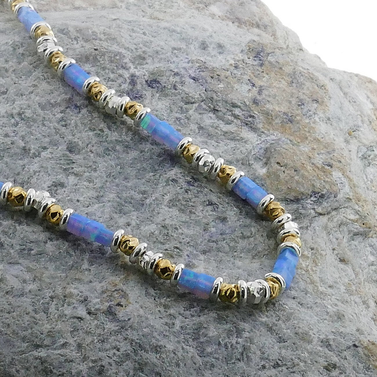 Opalescent Radiance: Handcrafted Silver Opal Necklace