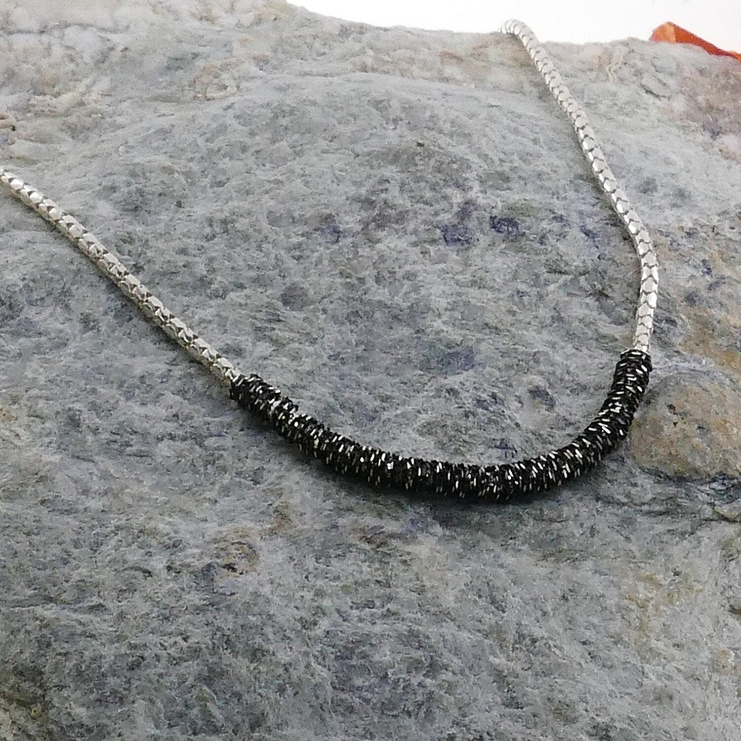 SPIRA Handcrafted 925 Sterling Silver Rope Thread Chain Beaded Necklace Fast and Free Shipping! mixed metal necklace, Boho chic necklace