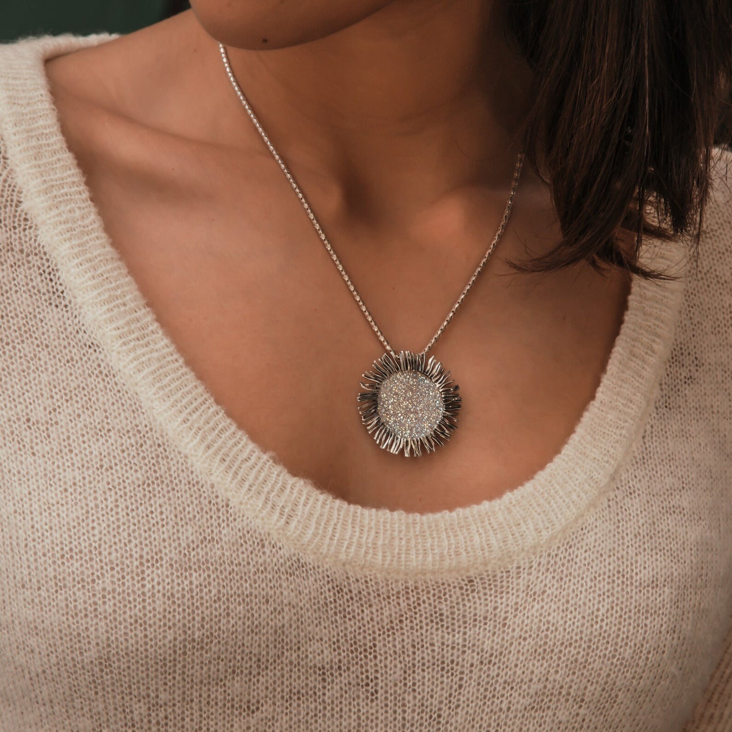 Mystical Druzy Dreams: Silver Statement Necklace