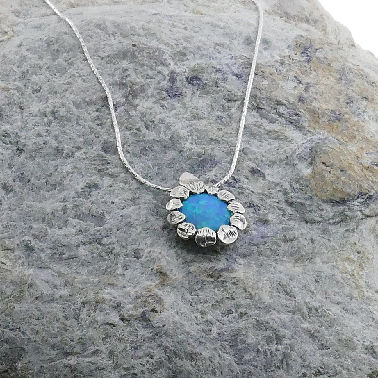 SPIRA Handcrafted 925 Sterling Silver Blue Opal Rope Pendant Chain Fast and Free Shipping! Gemstone Necklace Opal Necklace Opal Pendant