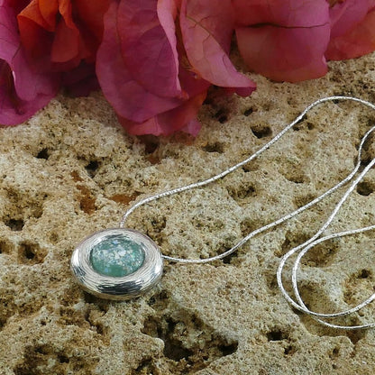 Eternal Beauty: Artisan Silver Necklace with Roman Glass