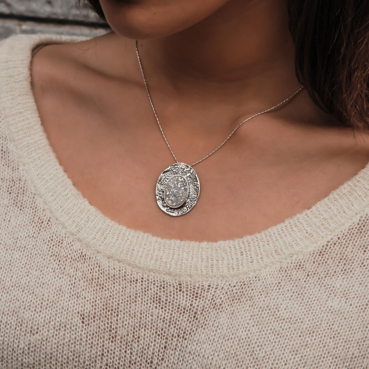 Boho Chic Silver Druzy Statement Jewelry