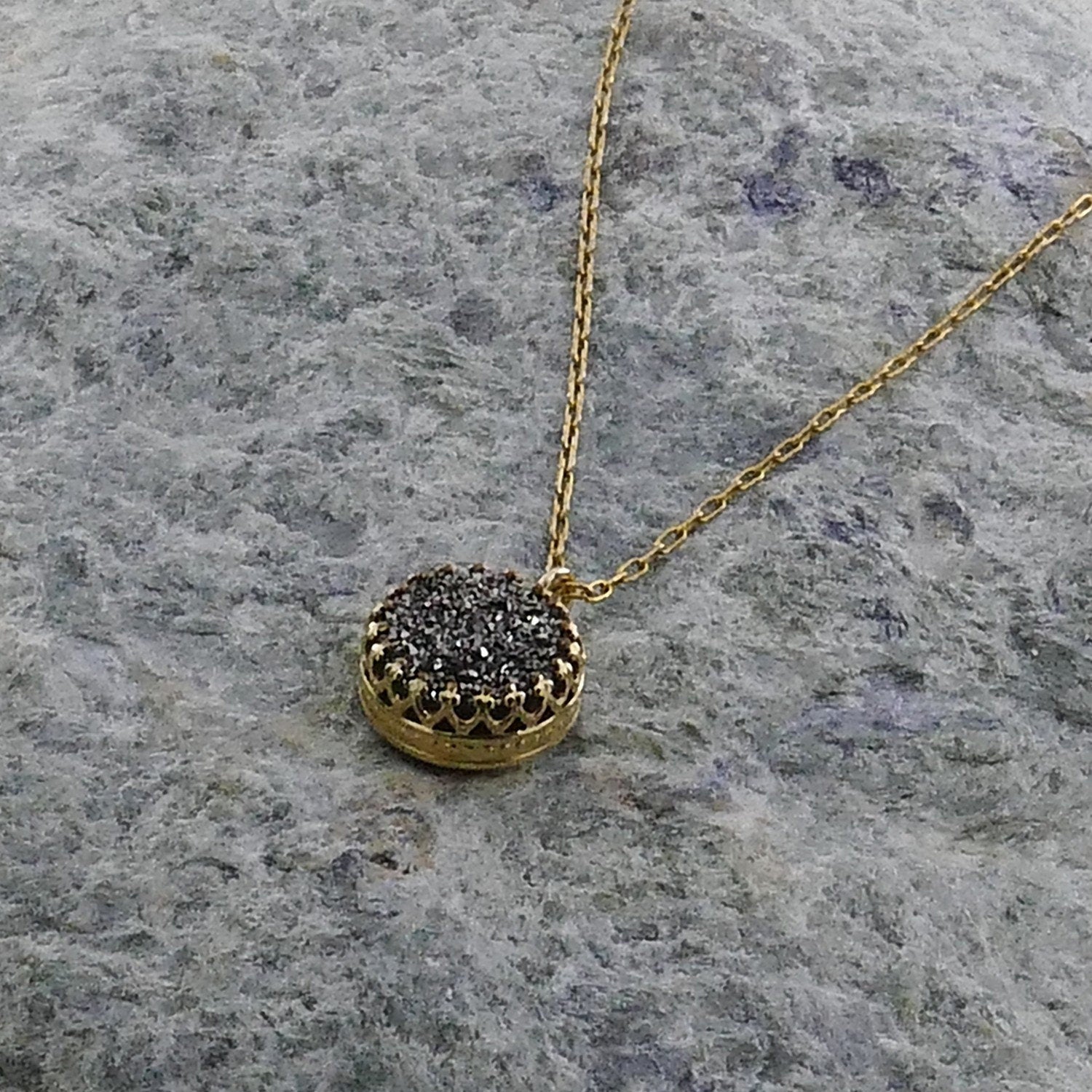 Handmade Artisan Drusy Pendant - Gold Beauty