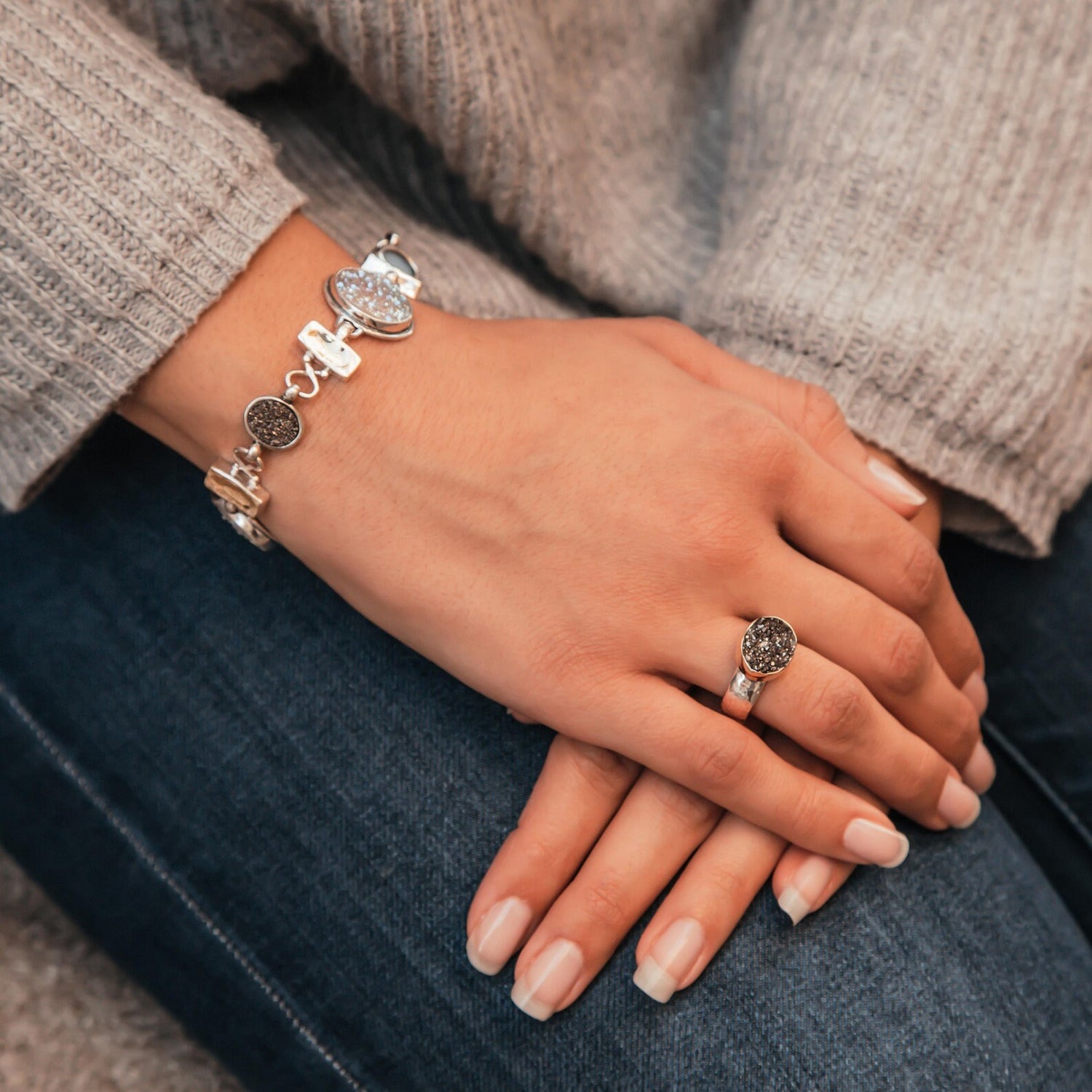 Bold Silver and Gold Bracelet - Contemporary Statement Accessory