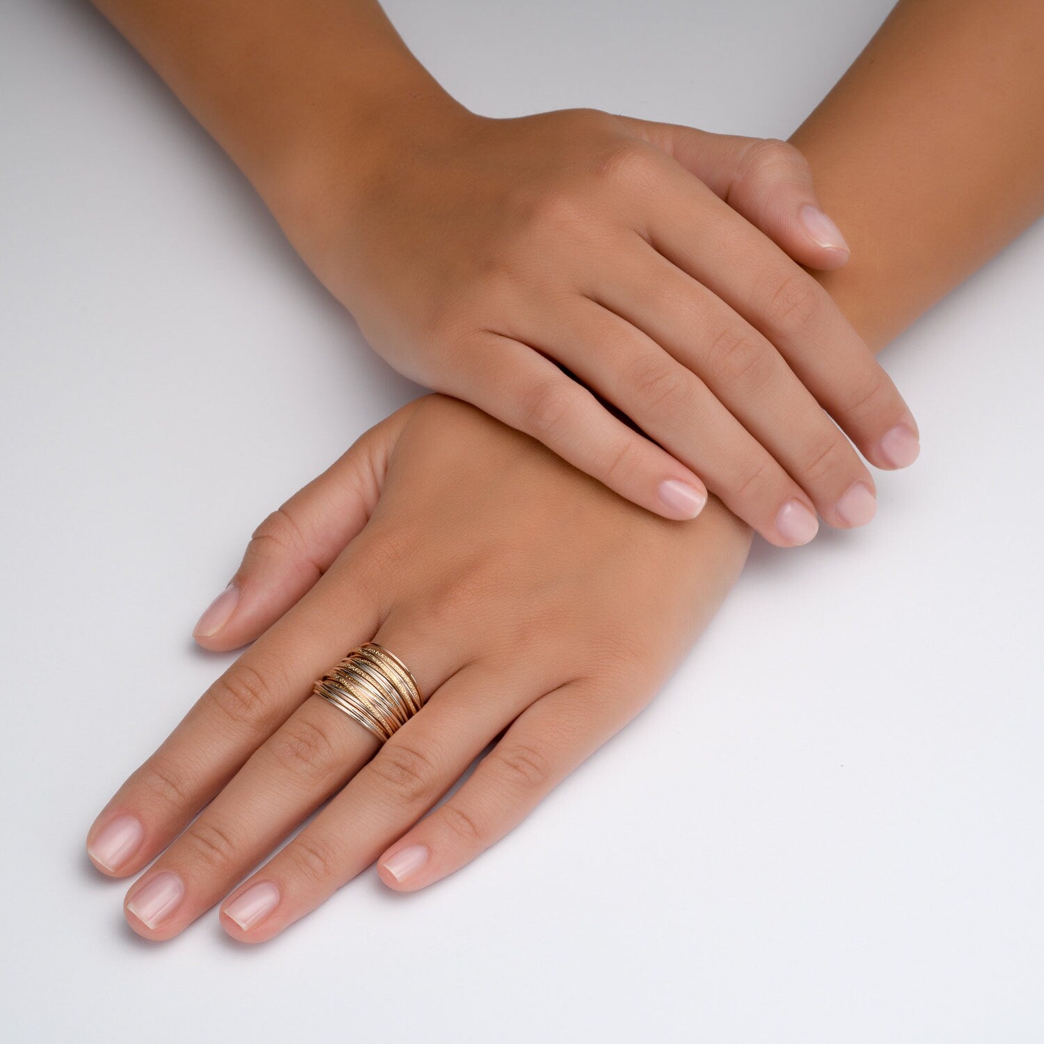 Two Tone 14K Gold filled And 925 Sterling Silver Wrap Ring