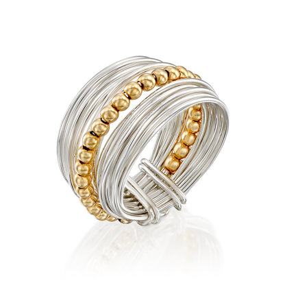 Spira Handcrafted Contemporary Design Two Tone 14K Gold filled And 925 Sterling Silver Wrap Ring