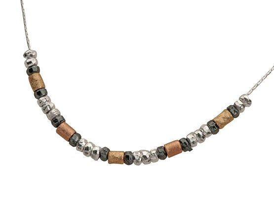 SPIRA Handcrafted Two Tone 925 Sterling Silver And 14k Yellow&Rose Gold Filled Rope Thread Chain Beaded Necklace Fast and Free Shipping!