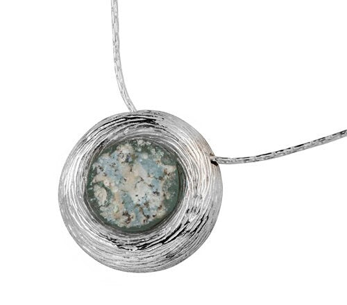 Eternal Beauty: Artisan Silver Necklace with Roman Glass