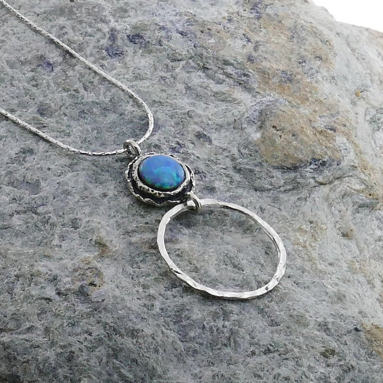 Unique Blue Opal Rope Necklace 925 Sterling Silver