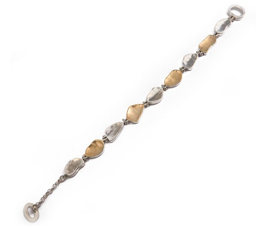 SPIRA Mixed Metal Bracelet Handcrafted Two Tone Solid 9k Yellow Gold And 925 Sterling Silver Bracelet Free Shipping