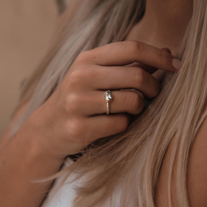 Citrine Mixed Metal Ring 1.7 Carat Natural Yellow Citrine Gemstone Two Tone Solid 9k Yellow Gold and 925 Sterling Silver Solitaire Ring Set