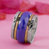 Black Ceramic Spinner Ring Two Tone Solid 9k Yellow & Rose Gold 925 Sterling Silver