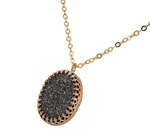 Dazzling Drusy Crystal Silver Necklace