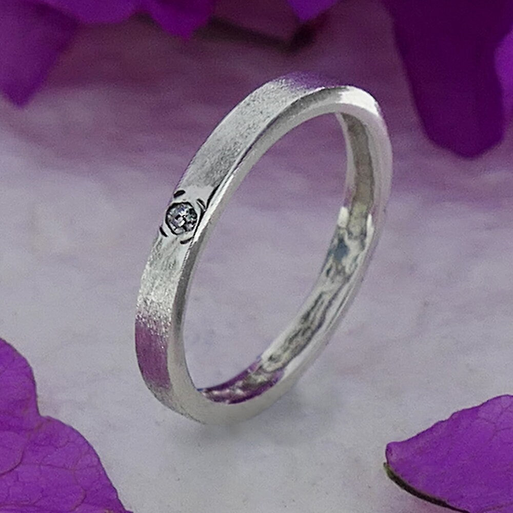 Blue Diamond Engagement ring 925 Sterling Silver Stackable Ring Minimalist Ring