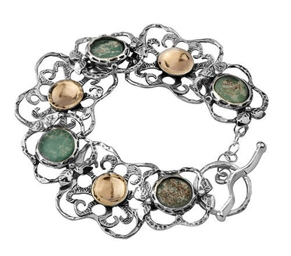 Mixed Metal Elegance - Silver and Gold Druzy Quartz Statement Bracelet