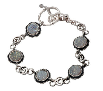 Handmade 925 Sterling Silver Acient Roman Glass Bracelet