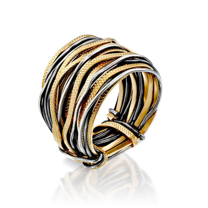 SPIRA Handcrafted Contemporary Design Two Tone 14K Gold filled And 925 Sterling Silver Wrap Ring