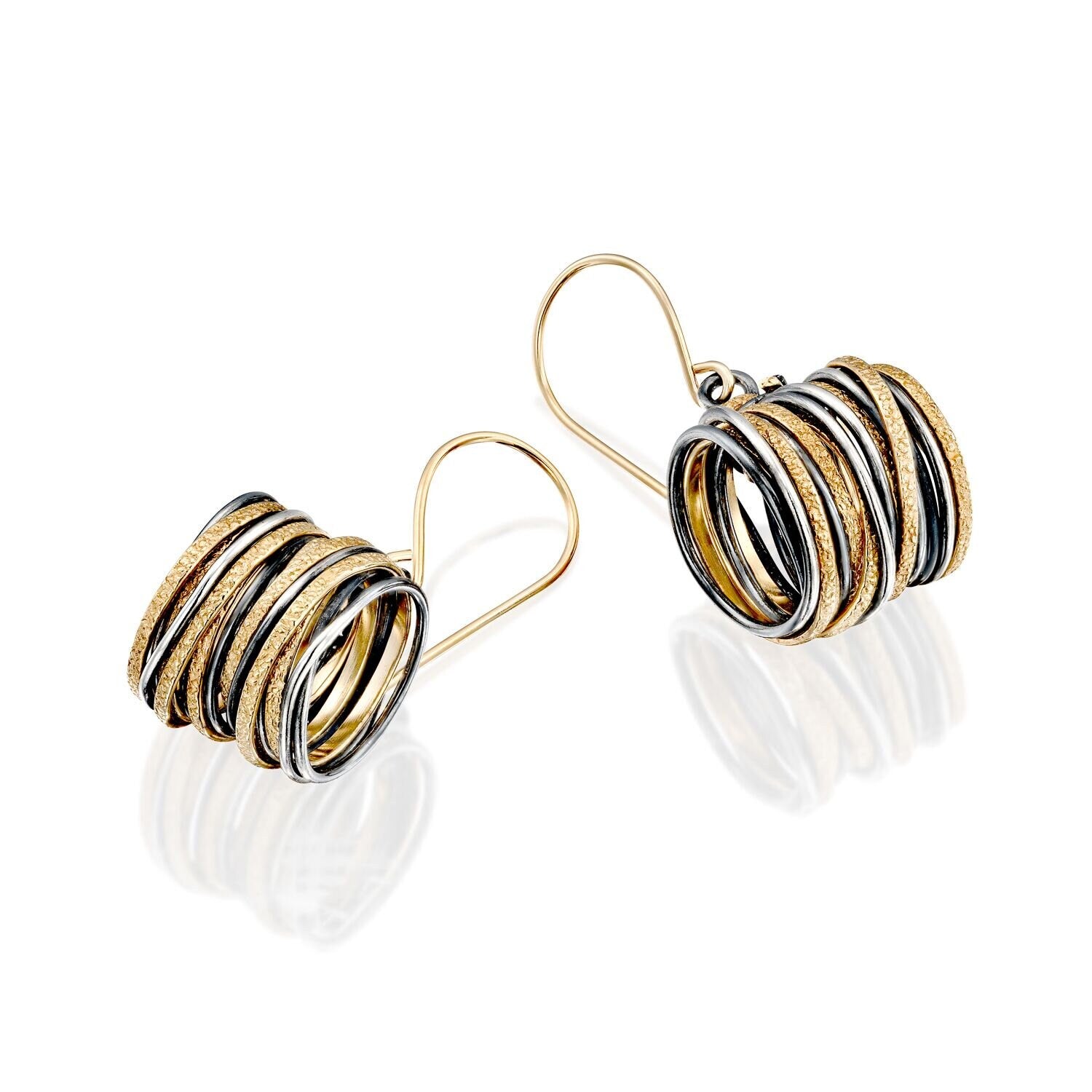 SPIRA Unique Handcrafted Contemporary Design 925 Silver &amp; 14K Gold Filled Dangle Earrings