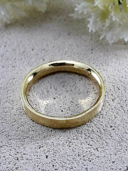 Unique Wedding Band Solid 14 Karat Yellow Gold Special Brush Finish