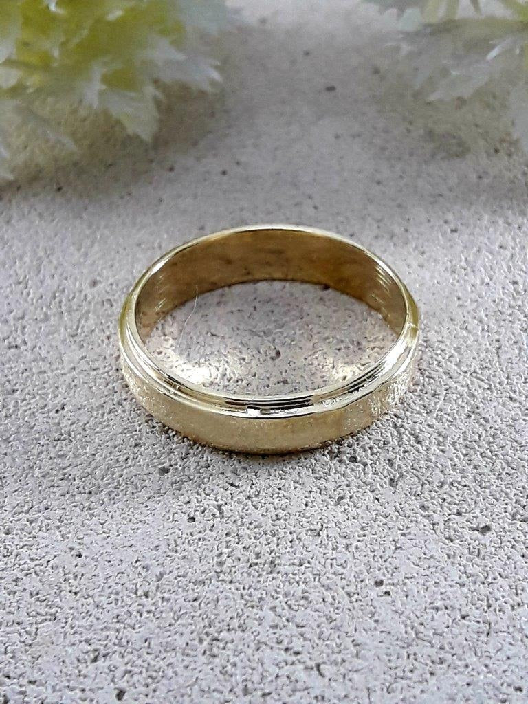 Handcrafted Wedding Ring Solid 14 Karat Yellow Gold Special Brush Finish