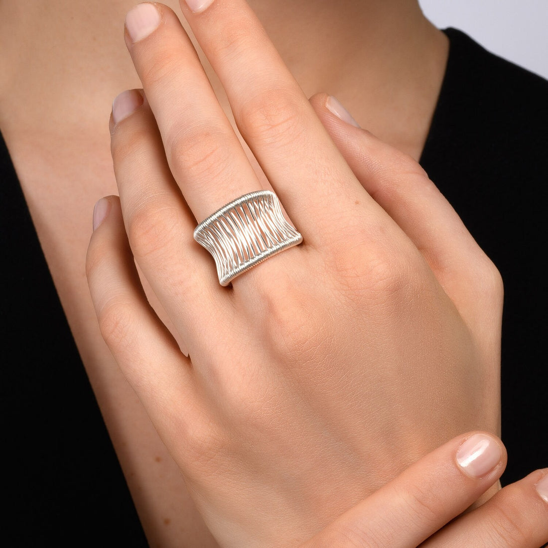 SPIRA Handcrafted Unique 925 Sterling Silver Wrap Ring, Jewish Jewelry for Women, Contemporary Design, Gypsy ring, Handmade in Israel