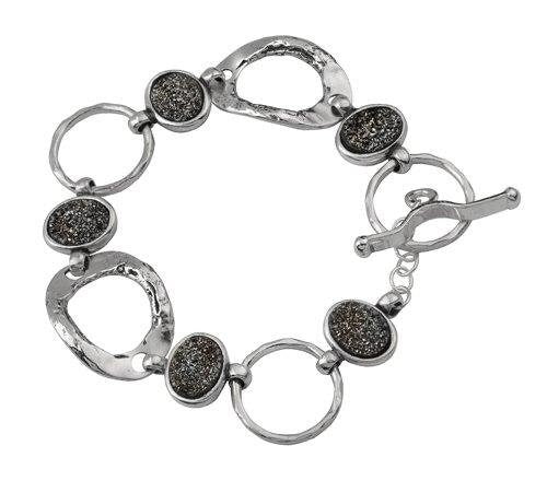 Ancient Elegance: Sterling Silver Roman Glass Statement Bracelet