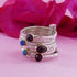 Blue Opal and Garnet Stackable Ring Two Tone Solid 9k Yellow Gold 925 Sterling Silver