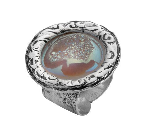 Agate Druzy Quartz Large Statement ring 925 Sterling Silver adjustble Ring, Bohemian ring