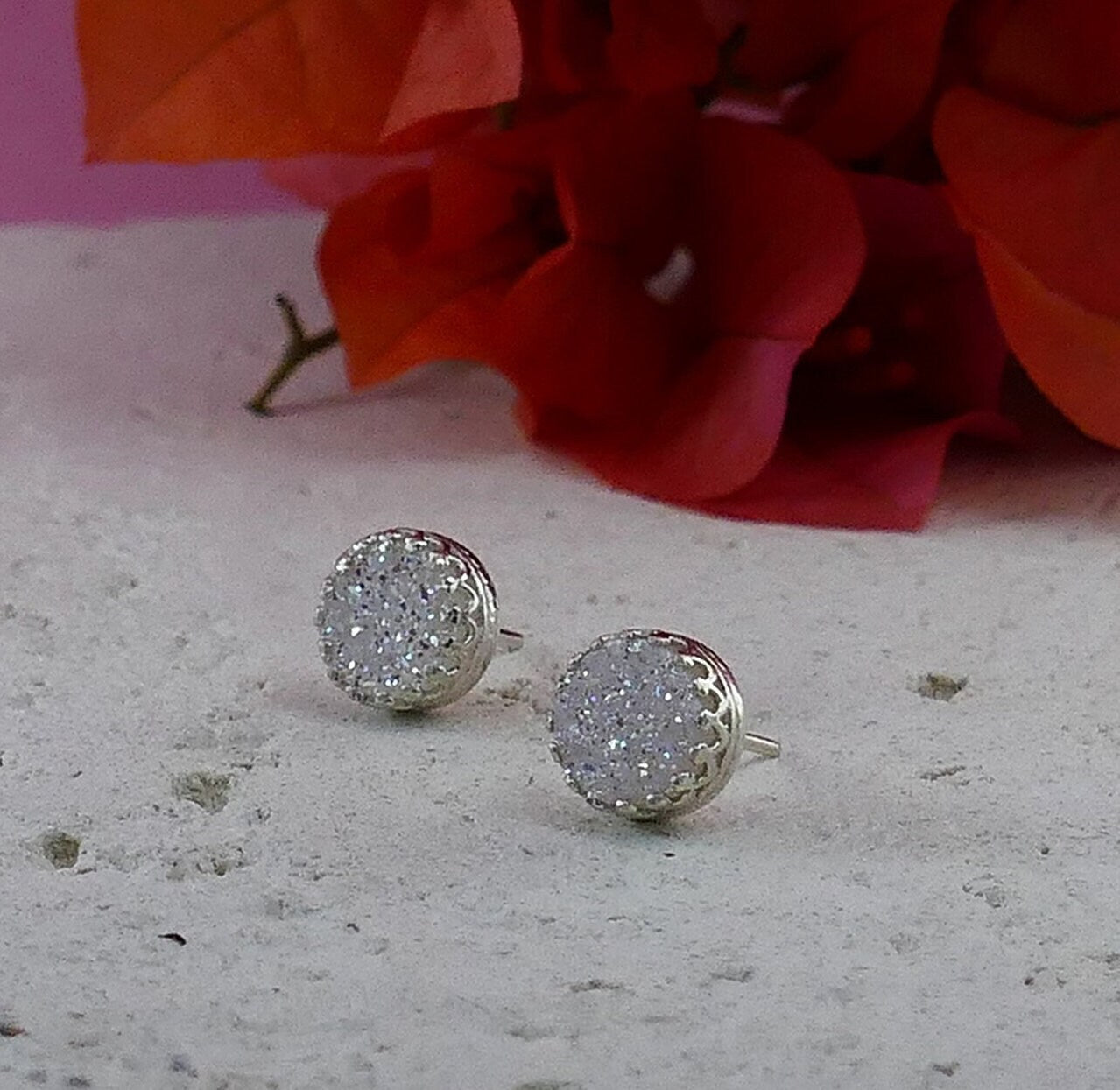 Natural Glamour: Druzy Quartz Silver Studs for Every Occasion