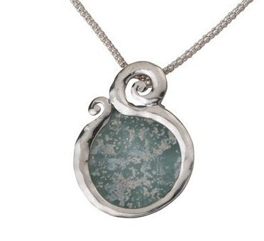 SPIRA Statment Necklace 925 Sterling Silver Green Roman Glass Rope Pendant Chain Fast N Free Shipping!Roman Glass Patina Roman Glass Pendant