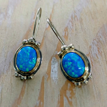 Modern Opulence: Handmade Two-Tone Opal Earrings