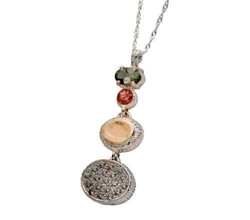 Colorful Contrast: Modern Two-Tone Tourmaline Charm Necklace