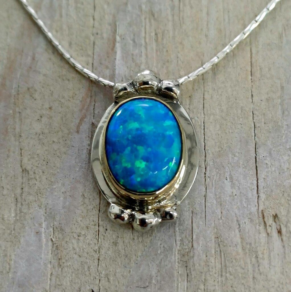 Oceanic Radiance: Handcrafted Two-Tone Blue Opal Necklace