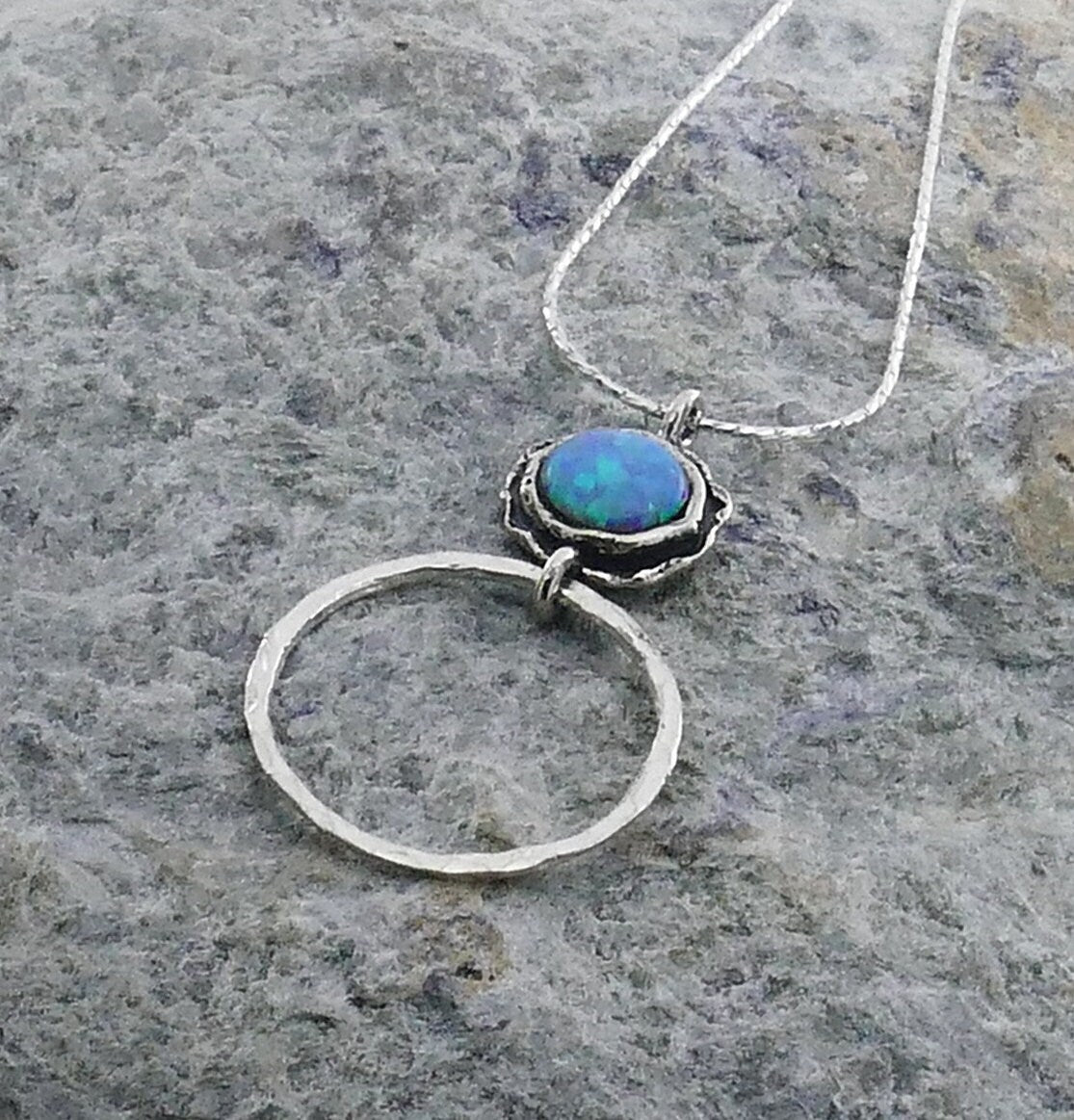 Unique Blue Opal Rope Necklace 925 Sterling Silver