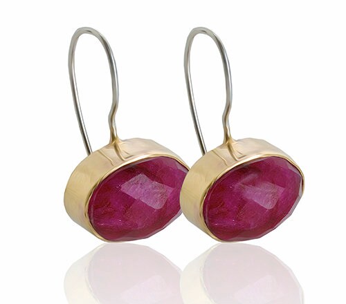 Shimmering Ruby Delights: Two tone Dangle Earrings for Every Occasion