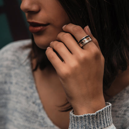 Equilibrium Elegance: Two-Tone Zen Meditation Spinner Ring