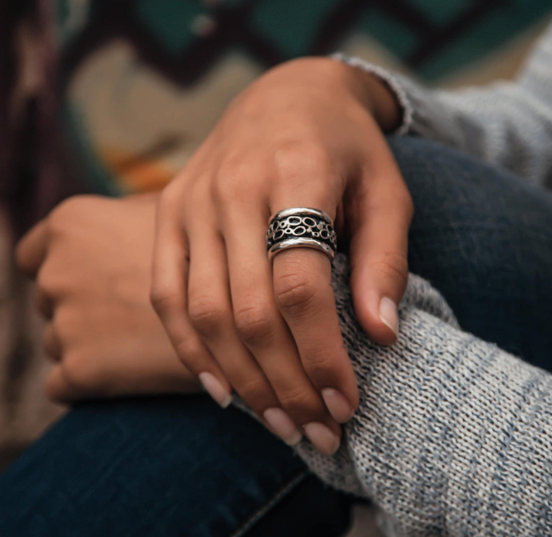 Bold Silver Zen: Statement 925 Silver Meditation Ring