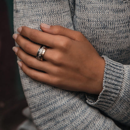 Mindful Melody: Dual-Hue Mix metals Meditation Ring