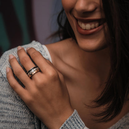 Mindful Melody: Dual-Hue Mix metals Meditation Ring