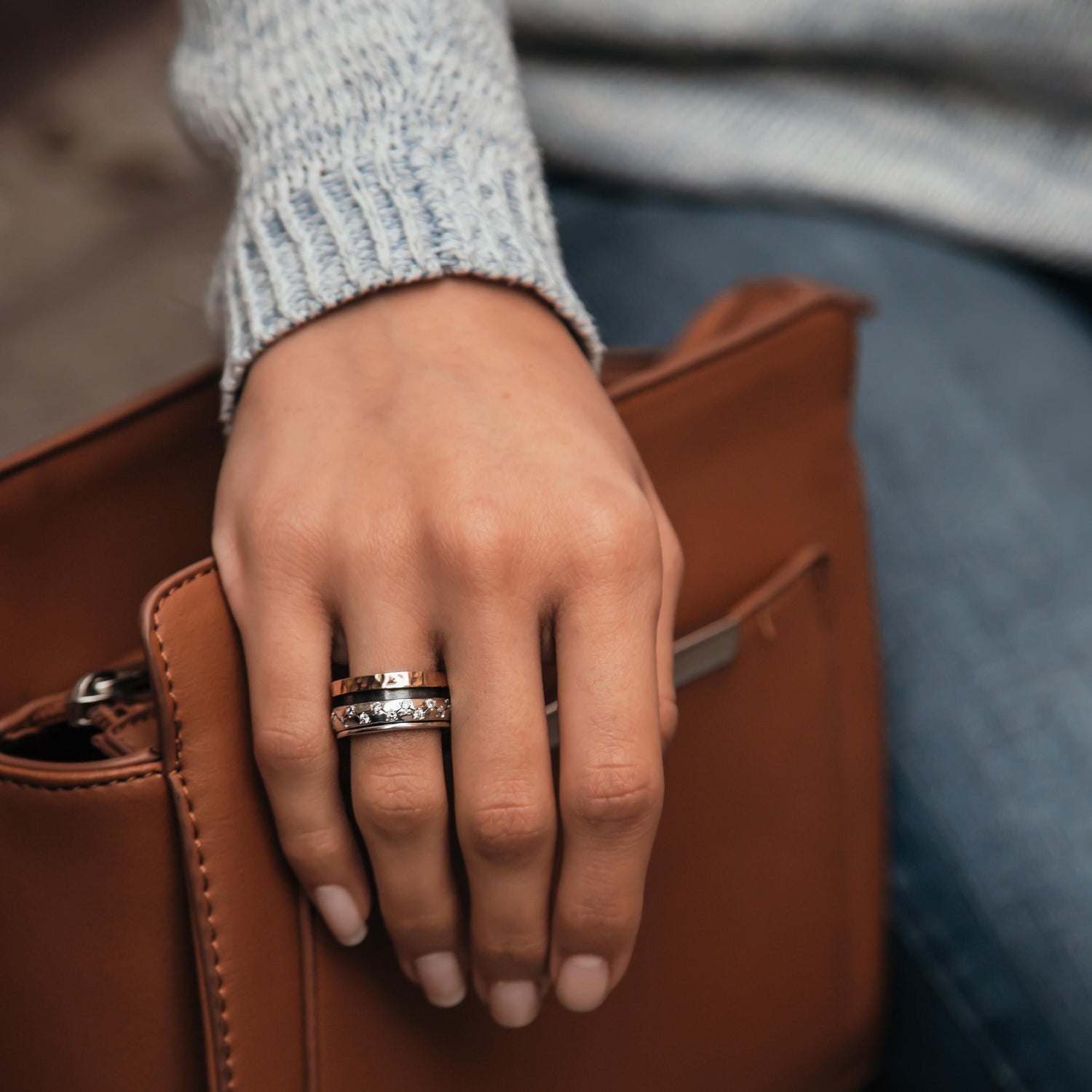 Where Style and Meaning Intertwine: Unique Blue Opal Silver and Gold Spinner Ring that Speak Volumes