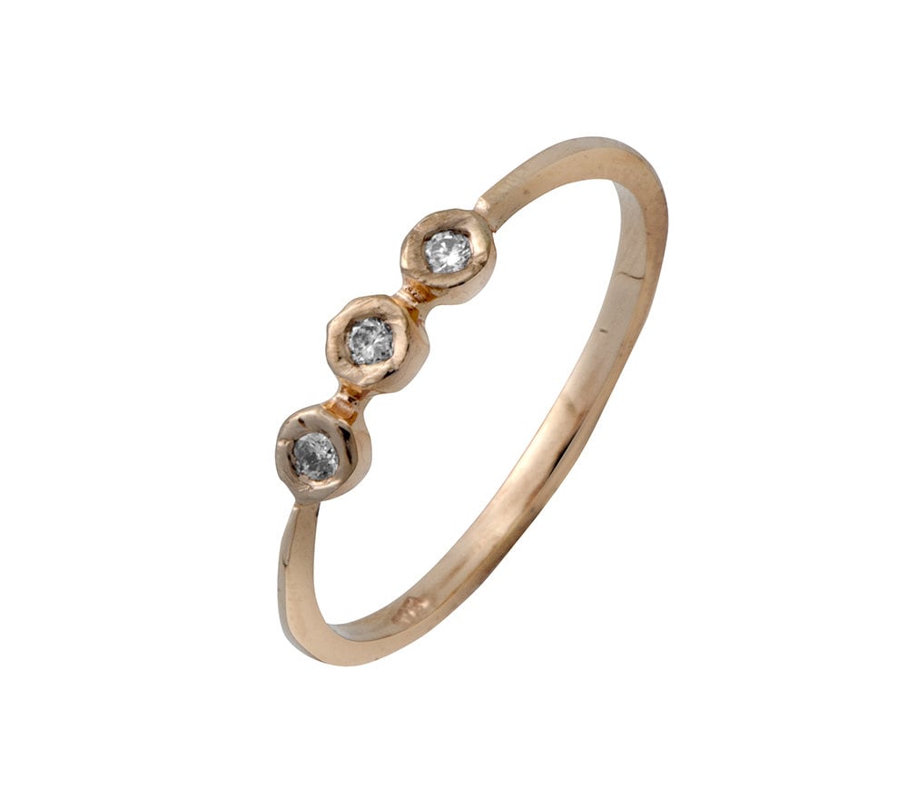 Modern Love: 14K Gold Diamond Minimalist Engagement Ring