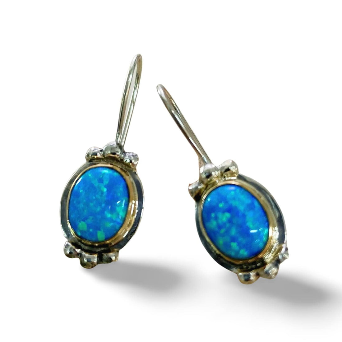 Modern Opulence: Handmade Two-Tone Opal Earrings