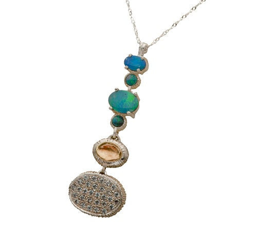 Colorful Contrast: Modern Two-Tone Tourmaline Charm Necklace