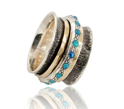 Zen Fusion: Dual-Tone Meditation Spinner Ring