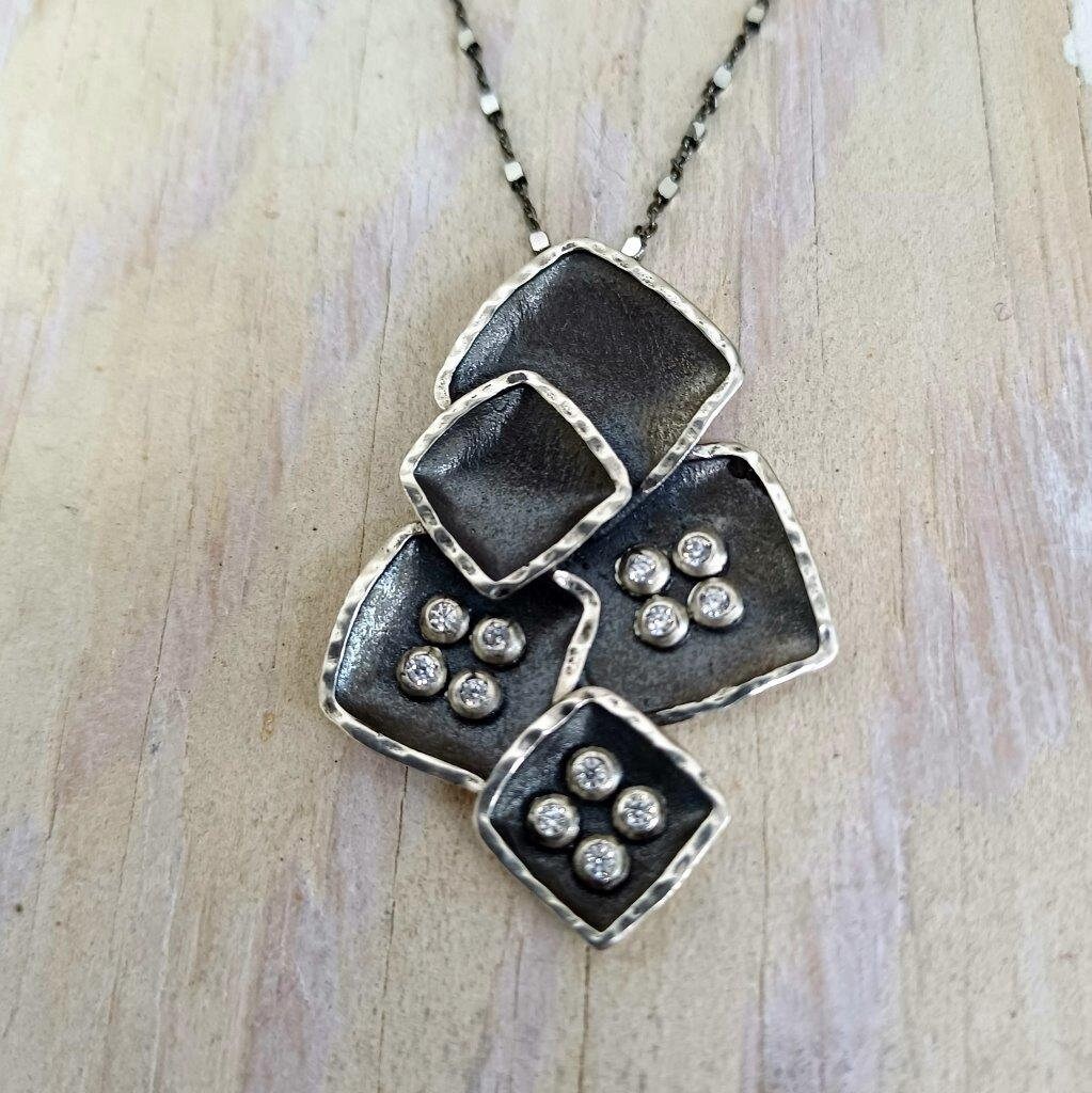 Gothic Glamour: Oxidized Silver Chunky Statement Necklace