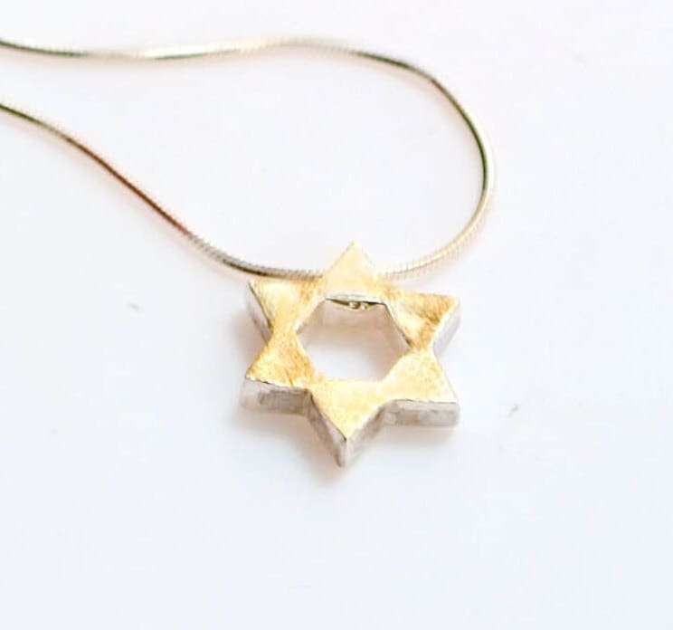 Infinite Unity: Two-Tone Star of David Necklace – Solid Gold & Silver Handcrafted Pendant
